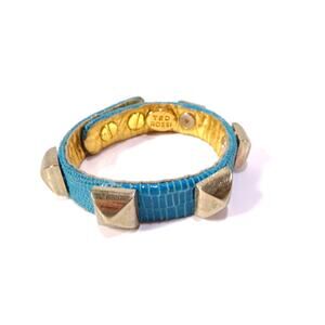 Ted Rossi Women's Vintage Palm Beach Chic Embossed Leather Pyramid Cuff Bracelet